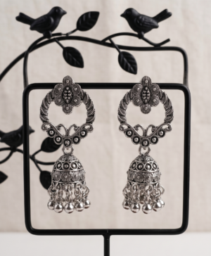 Trendy Oxidised Silver Floral Jhumka Earrings for Women Girls Traditional Party Wear